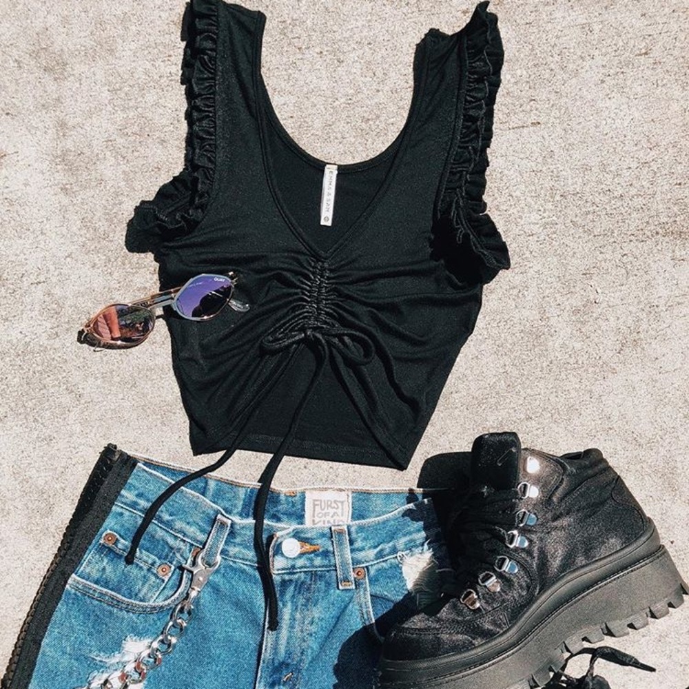 Emma & Sam Black Crop Top